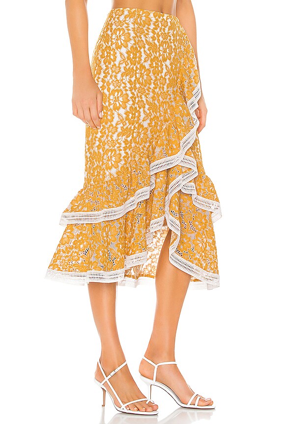 view 2 of 4 Bazzi Midi Skirt in Yellow & Ivory