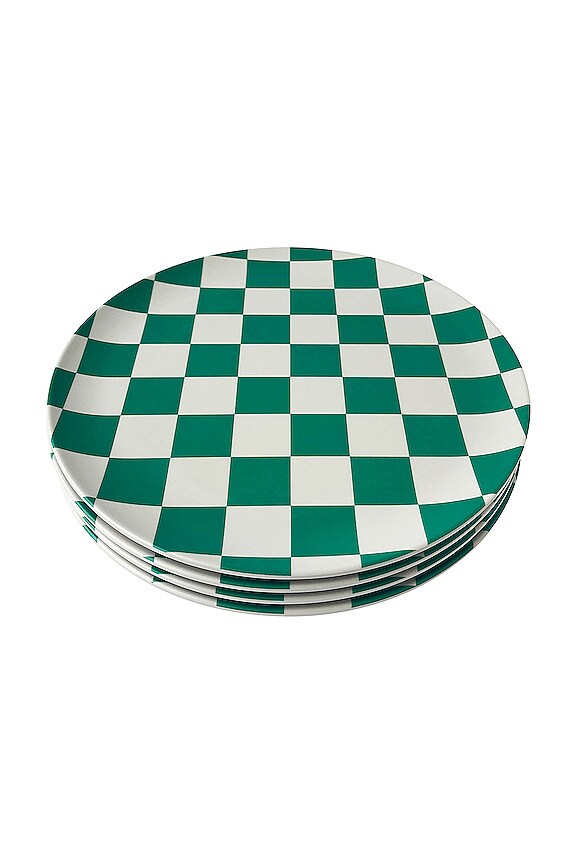 view 2 of 3 Green Check Side Plates Set Of 4 in 