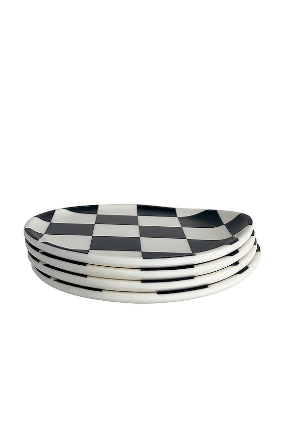 view 2 of 3 Black Check Coaster Set Of 4 in 