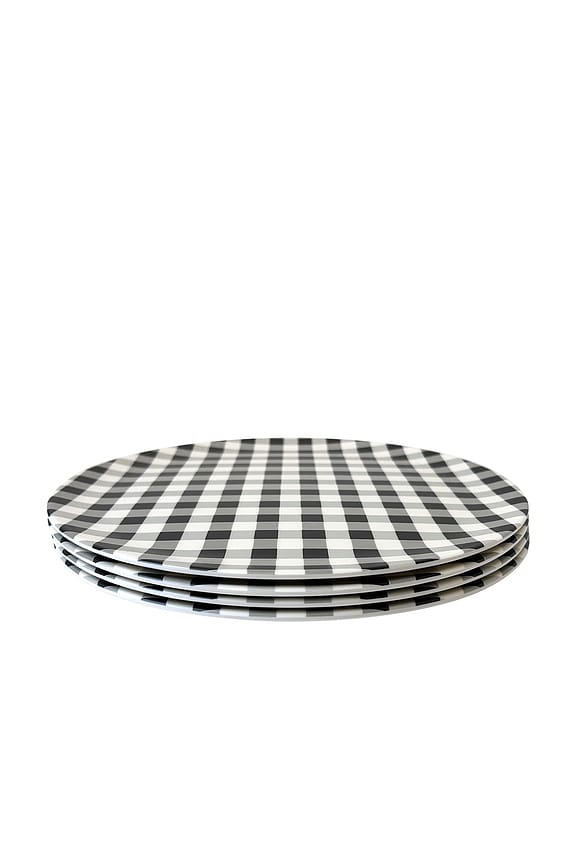 view 1 of 4 Dinner Plates Set Of 4 in Gingham Black