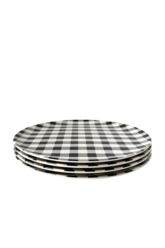 view 2 of 3 Side Plates Set Of 4 in Gingham Black