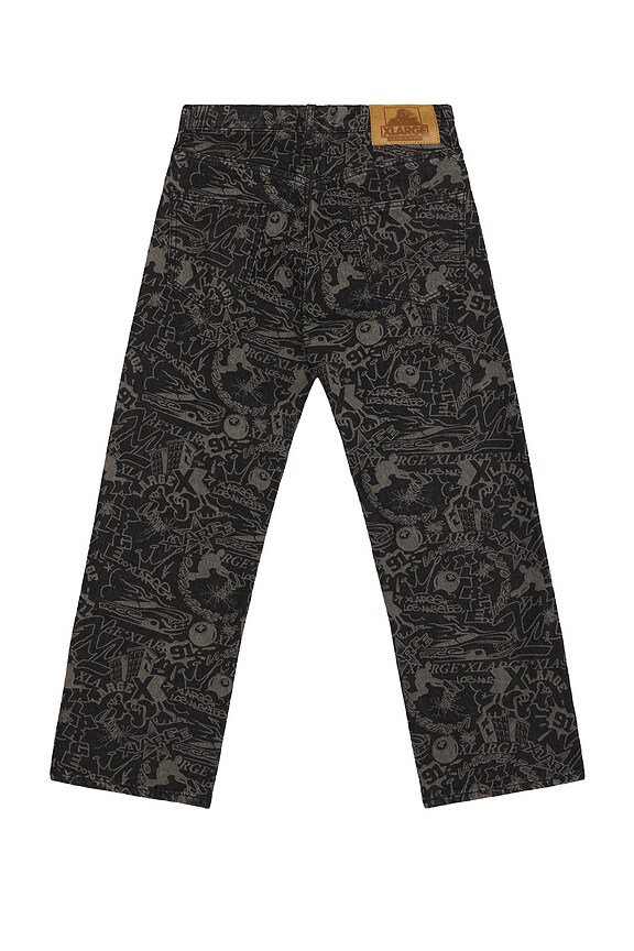 view 2 of 5 Discharge Print Denim Pants in Black