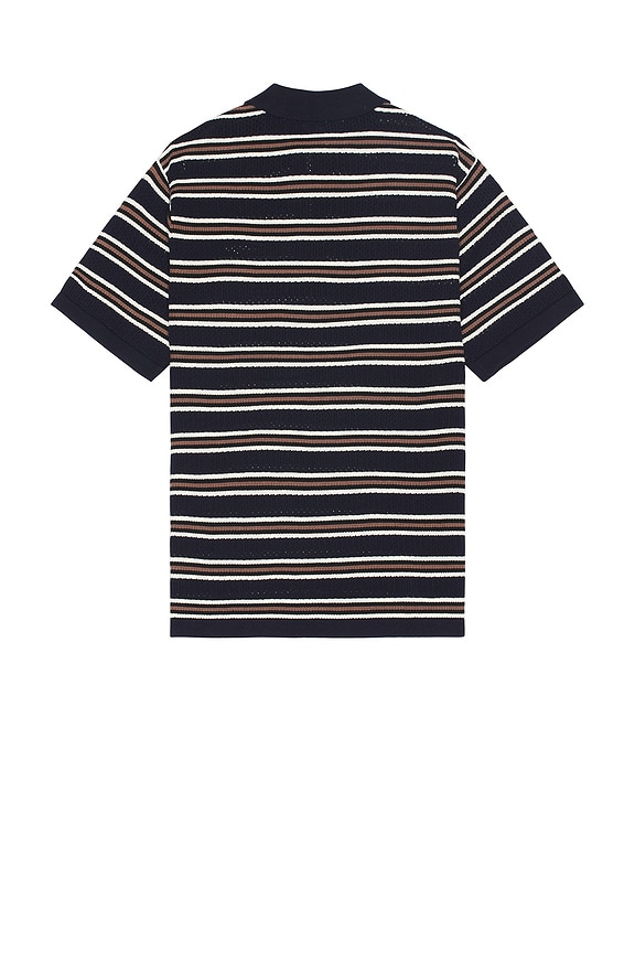 view 2 of 4 Striped Mesh Knit Polo Shirt in Navy