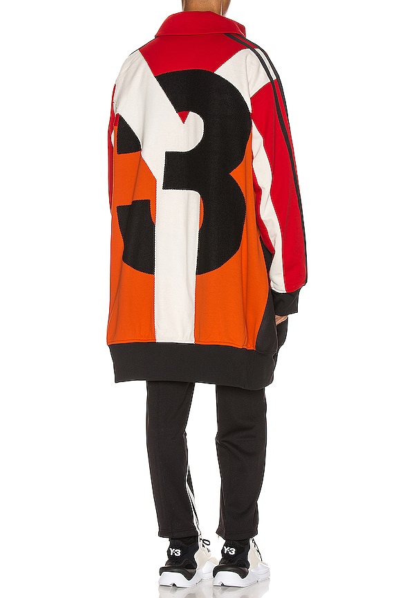 Y-3 Yohji Yamamoto Oversized Varsity Track Top in Yohji Red & Icon