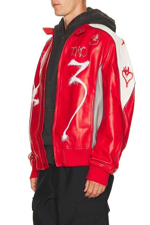 view 2 of 5 Gfx Leather Jacket in Red