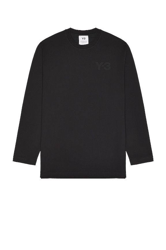 Y-3 Yohji Yamamoto Chest Logo Long Sleeve Tee in Black