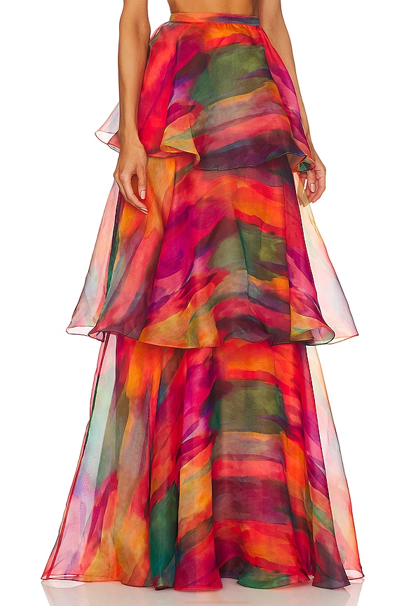 view 2 of 4 FAARI マキシスカート in Aquarelle Print