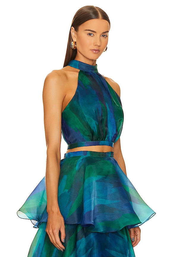 view 2 of 4 Faari Crop Top in Aquarelle Green Print