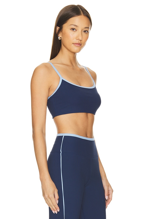 view 2 of 4 Ribbed Two Tone Bralette in Navy & Baby Blue