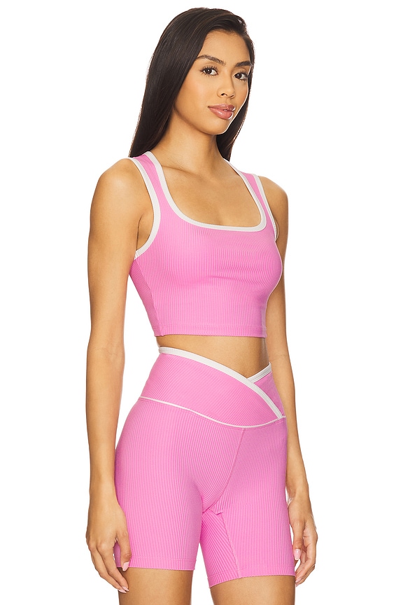 view 2 of 5 Ribbed Diana Sports Bra in Year Pink & White