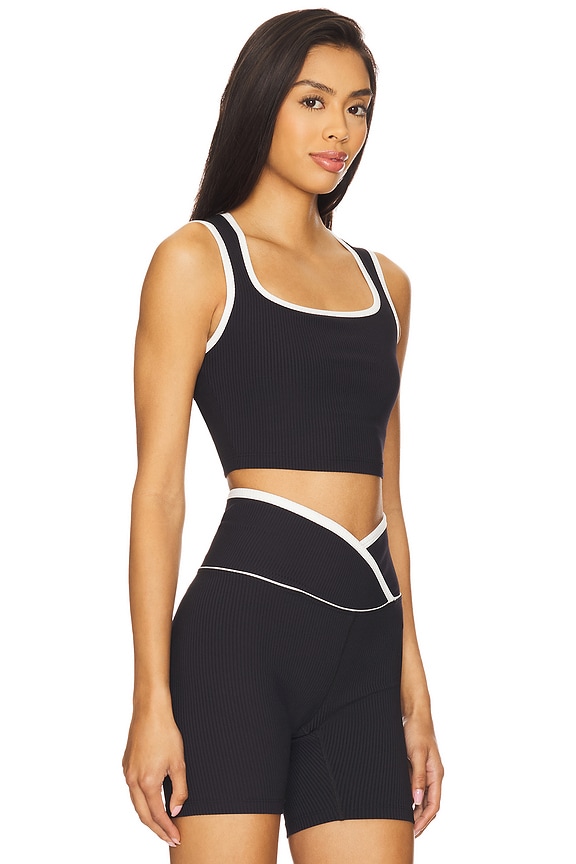 view 2 of 4 Ribbed Diana Sports Bra in Black & White
