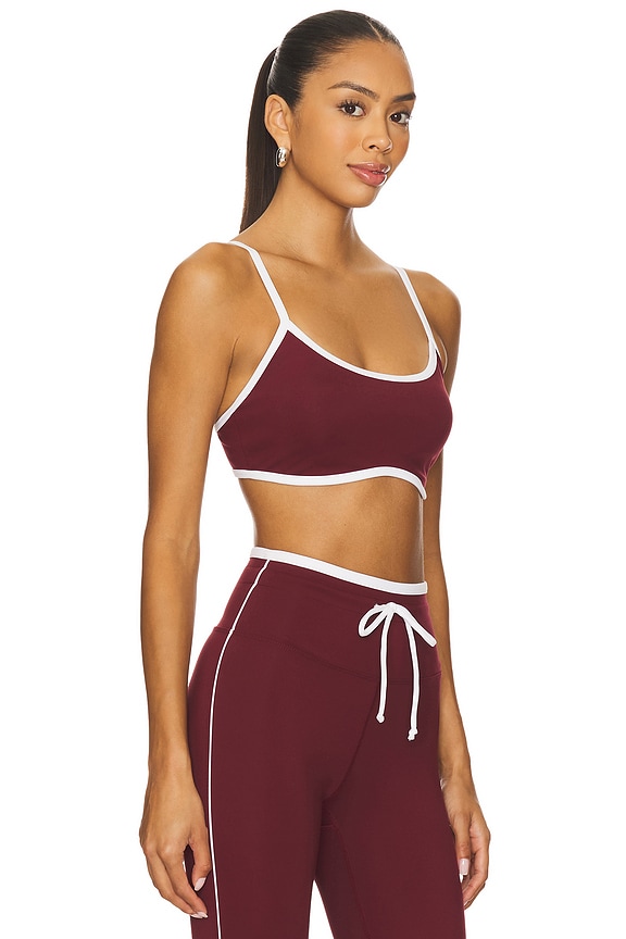 view 2 of 4 Monica Sports Bra in Burgundy & Cream
