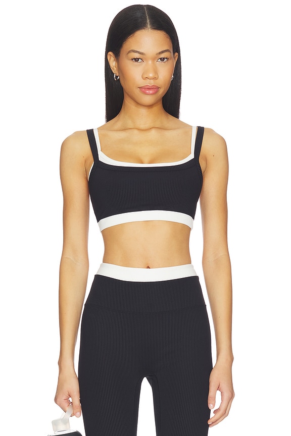 view 1 of 4 Ribbed Layered Bralette in Black & White
