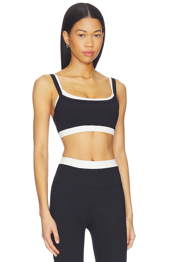 view 2 of 4 Ribbed Layered Bralette in Black & White