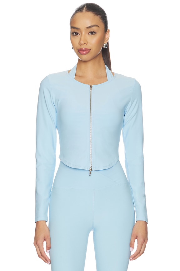 view 1 of 5 Stretch Zip Up Cardigan in Sky