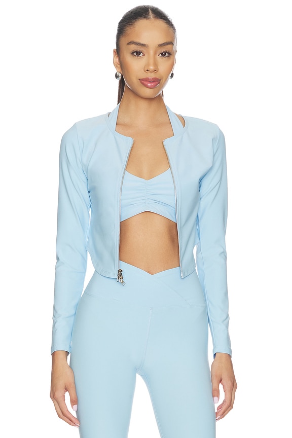 view 2 of 5 Stretch Zip Up Cardigan in Sky