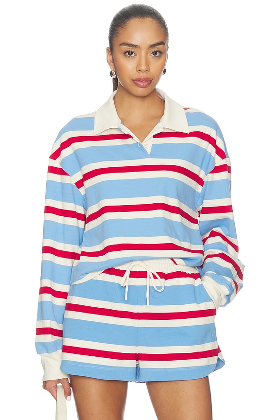 view 1 of 4 PULL STRIPED COTTON JERSEY RUGBY in Blue, Red, & White