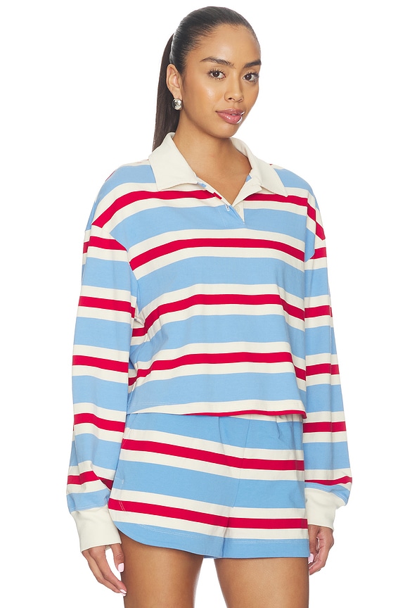 view 2 of 4 PULL STRIPED COTTON JERSEY RUGBY in Blue, Red, & White