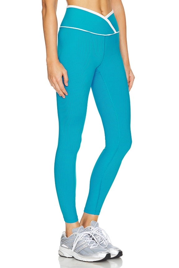 view 2 of 4 Ribbed Two Tone Veronica Legging in Aqua & White
