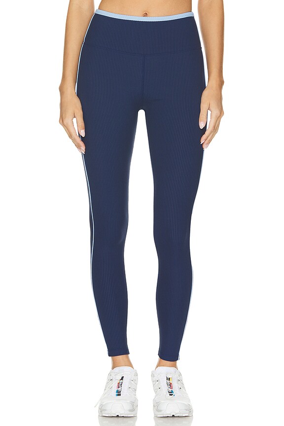 view 2 of 4 Ribbed Track Legging in Navy & Baby Blue