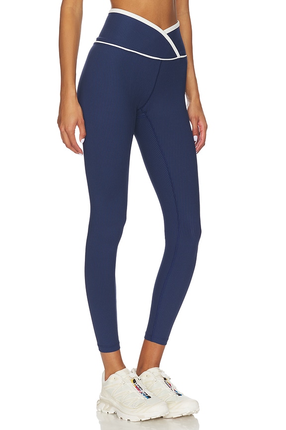 view 2 of 6 Ribbed Two Tone Veronica Legging in Navy & White