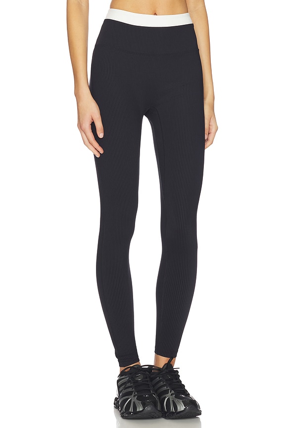 view 2 of 6 Ribbed Layered Legging in Black & White