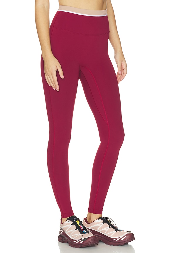 view 2 of 6 Sport Layered Legging in Maroon & White