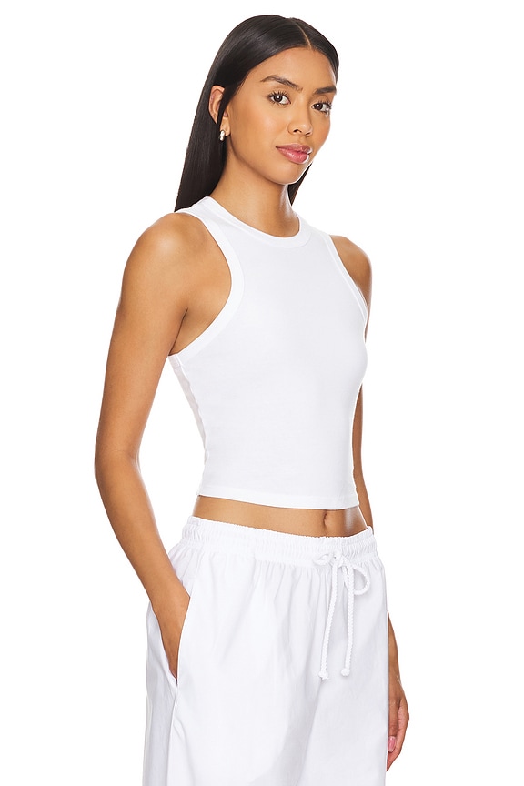 view 2 of 4 Racer Crop Tank in White