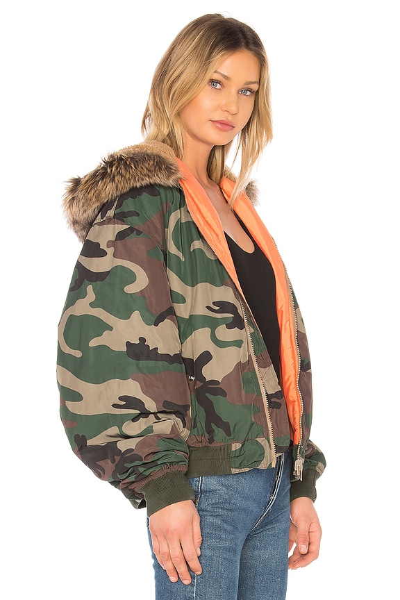 view 2 of 4 Season 5 Hood Bomber With Faux Fur in Camo