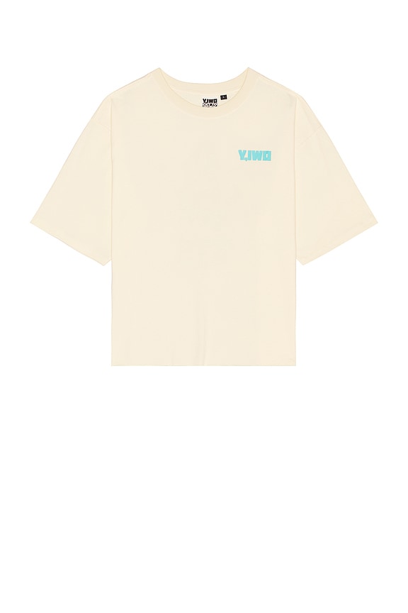 view 2 of 3 Coming Soon Me Crop Tee in Cream & Teal