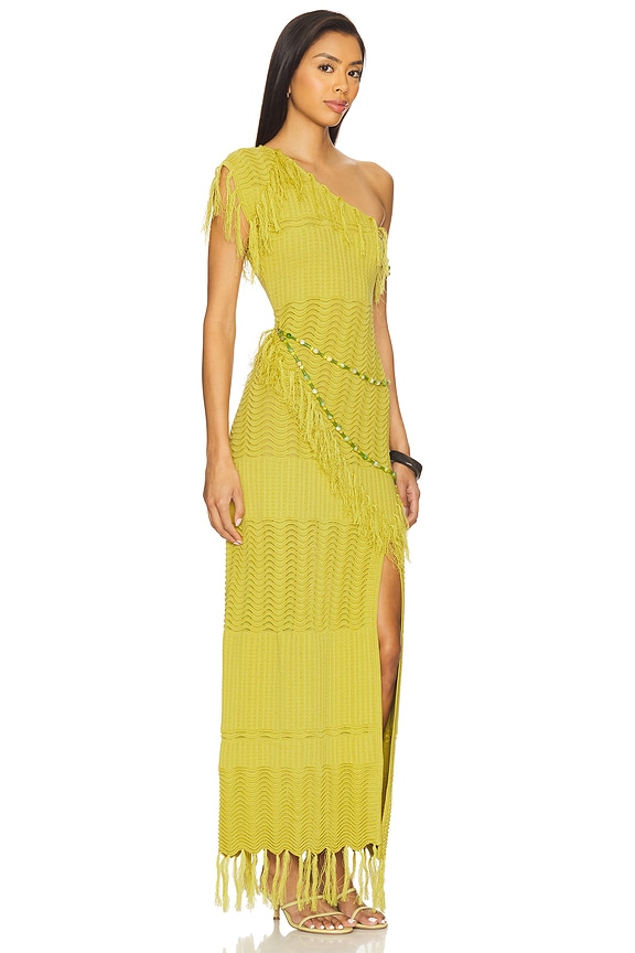 view 2 of 5 Frida Beaded Dress in Chartreuse