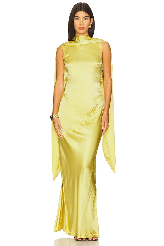 view 2 of 6 VESTIDO NINA SILK in Chartreuse