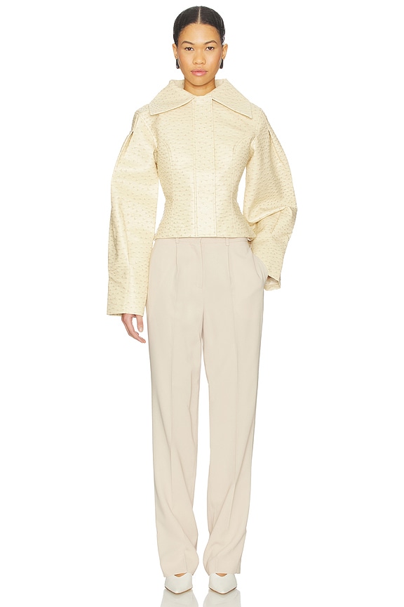 Yellow The Label Olsen Ostrich Jacket in Sand | REVOLVE