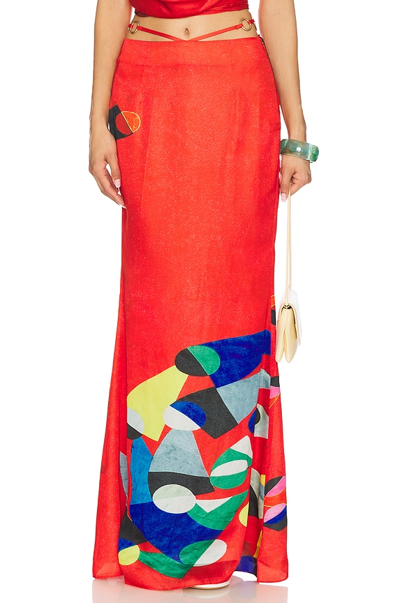 view 1 of 6 Athena Ring Skirt in Red Geometric