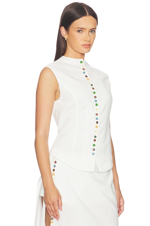 view 2 of 5 Quinn Linen Top in Off White