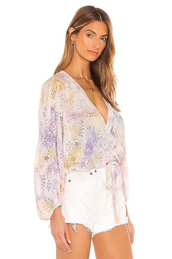 view 2 of 5 Lacey Wrap Top in Violet Burst Wash