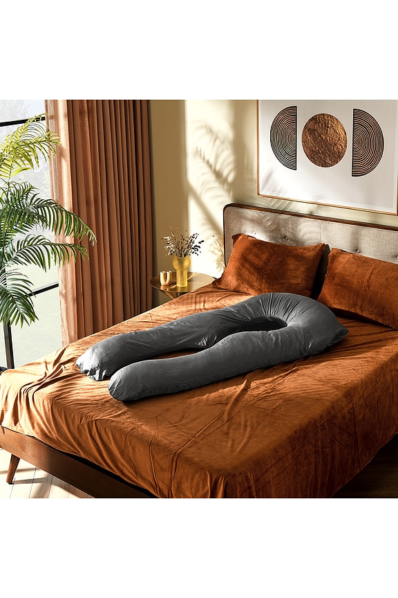 view 2 of 5 Eucalyptus Pillow Cover in Charcoal Grey