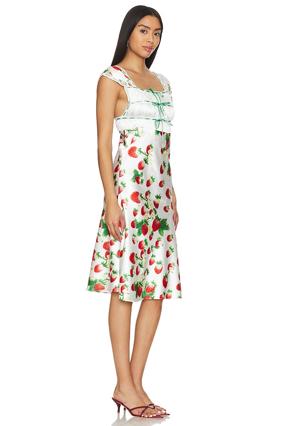view 2 of 3 Ribbon Tied Dress in White Strawberry Print