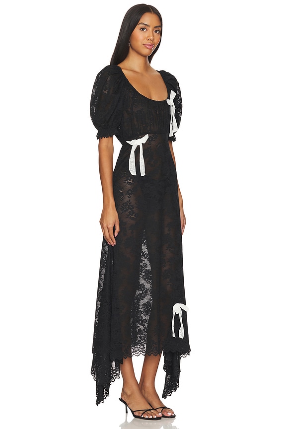 view 2 of 4 Puff Sleeve Lace Dress in Black