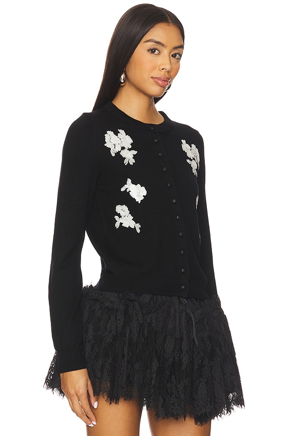 view 2 of 5 Floral Sequin Cardigan in Black