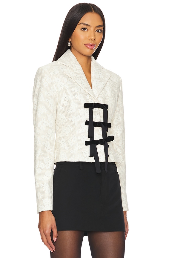 view 2 of 4 Floral Lace Jacket With Bows in Ivory