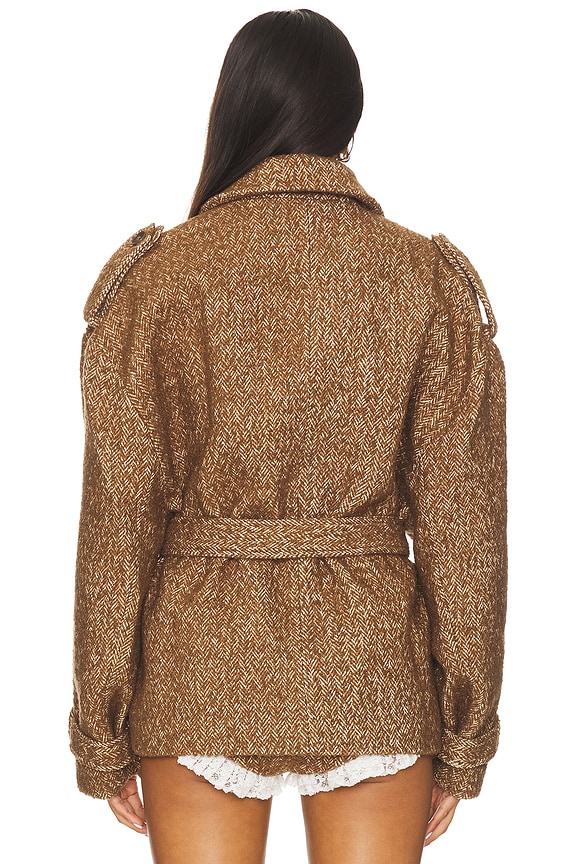 Yuhan Wang Herringbone Coat in Hazelnut | REVOLVE