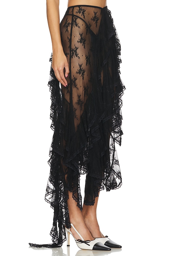 view 2 of 5 Lace Ruffled Skirt in Black