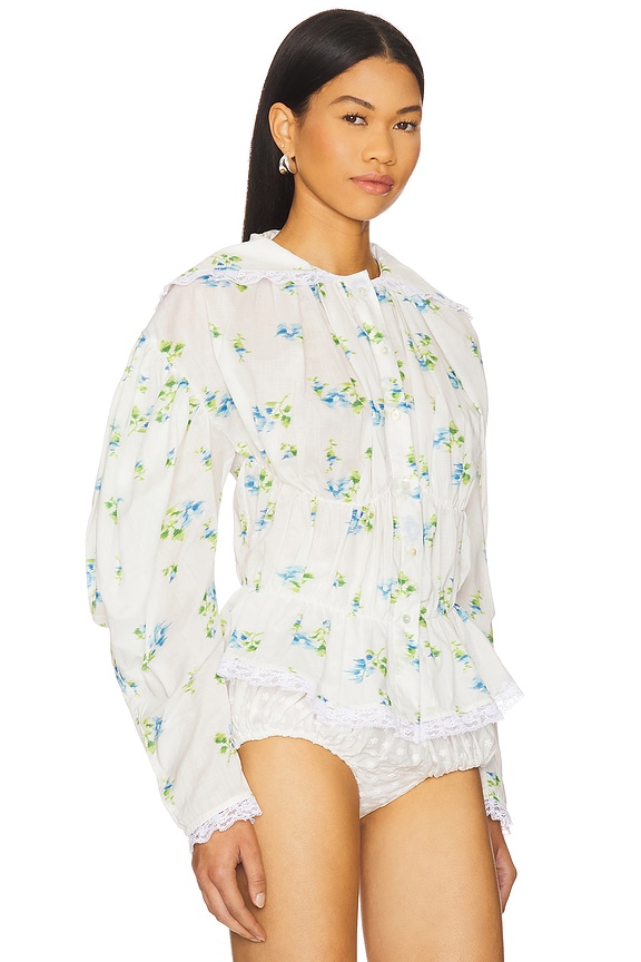 view 2 of 4 Blouse in Blue Rose Print