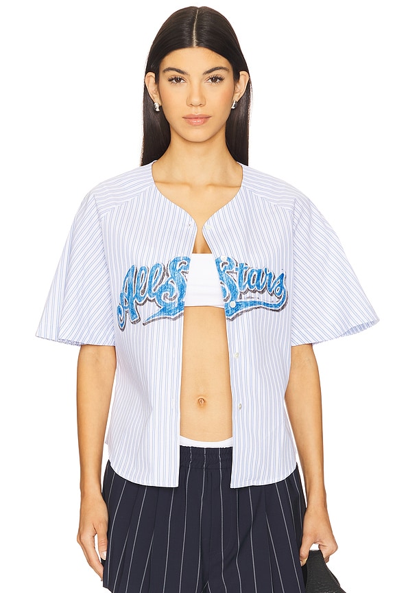 view 2 of 5 Printed Stripe Shirt in Blue