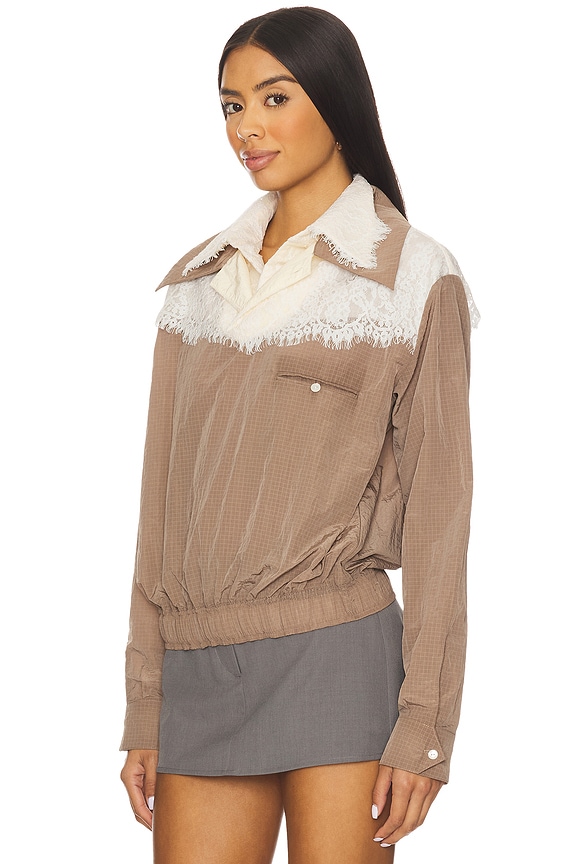 view 2 of 4 Retro Western Lace Pullover Top in Ivory & Hazelnut