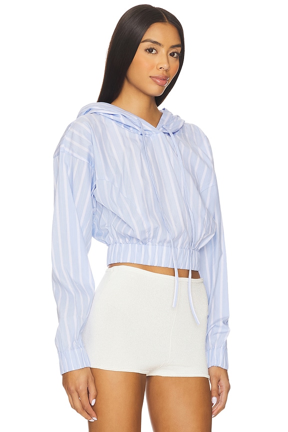 view 2 of 5 Blue Stripe Hoodie Top in Blue