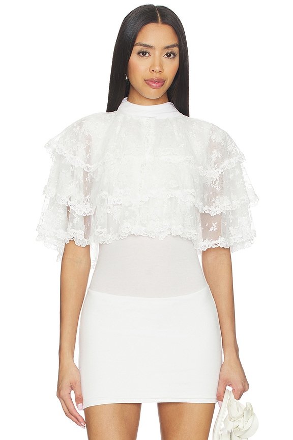 view 1 of 4 Shell Button Lace Bolero in White