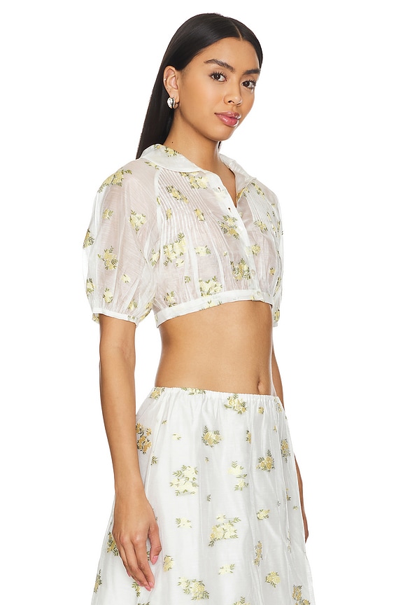 view 2 of 4 ジャカードシフォンブラウス in Yellow Florals