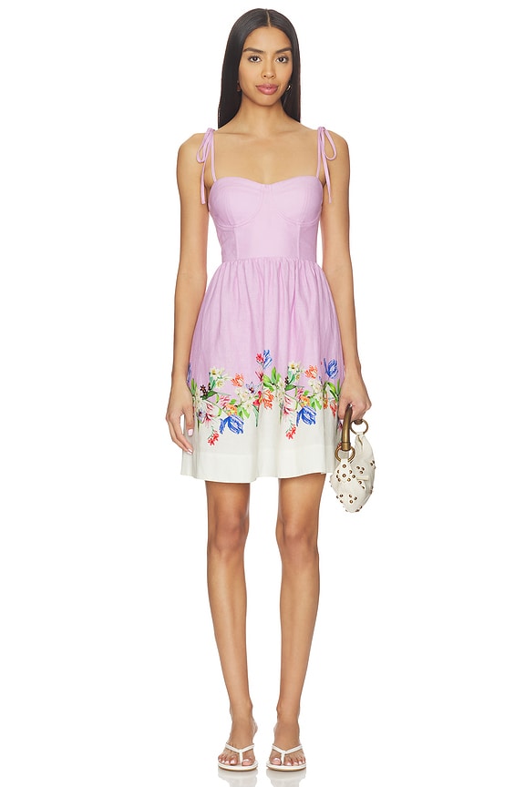 view 1 of 3 Alyssa Dress in Blooming Stripe Lilac